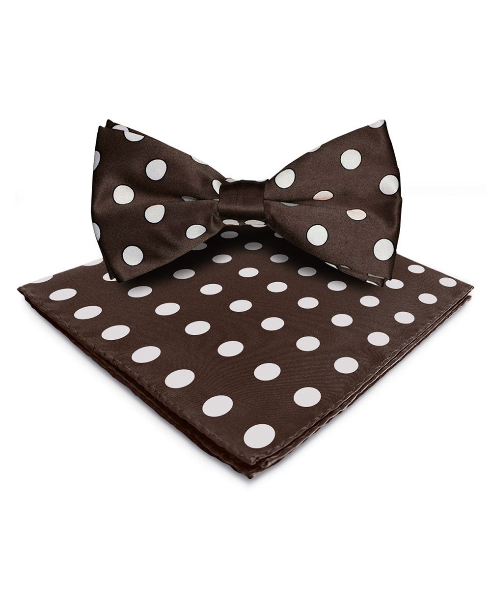 Vittorio Farina Men's Polka Dot Satin Bow Tie &amp; Pocket Square in Gift Box - bh - 0006 - Classy Cufflinks