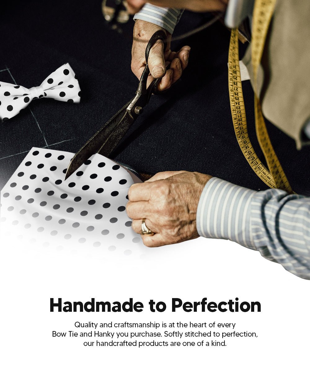 Vittorio Farina Men's Polka Dot Satin Bow Tie &amp; Pocket Square in Gift Box - bh - 0007 - Classy Cufflinks