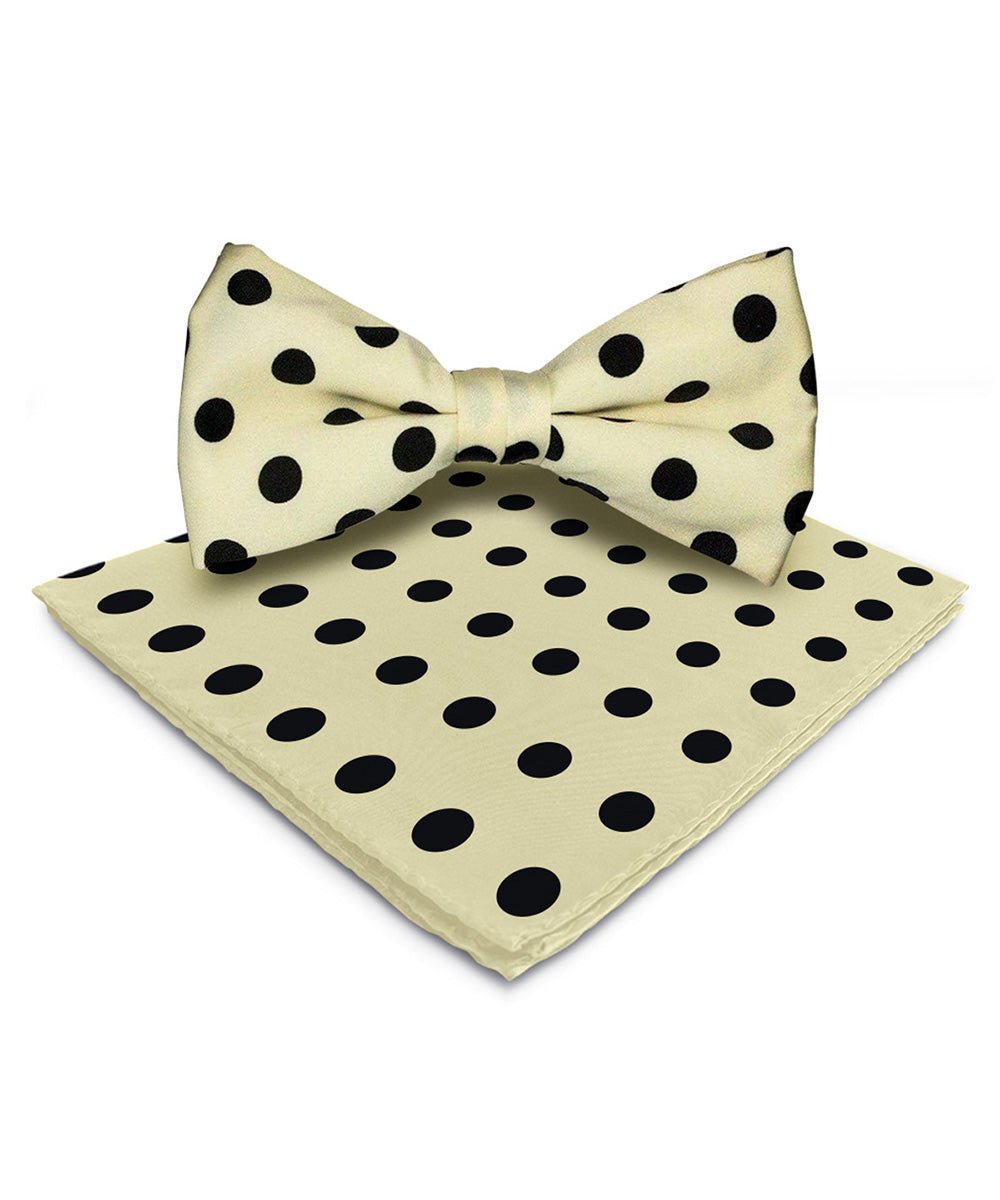 Vittorio Farina Men's Polka Dot Satin Bow Tie &amp; Pocket Square in Gift Box - bh - 0008 - a - Classy Cufflinks