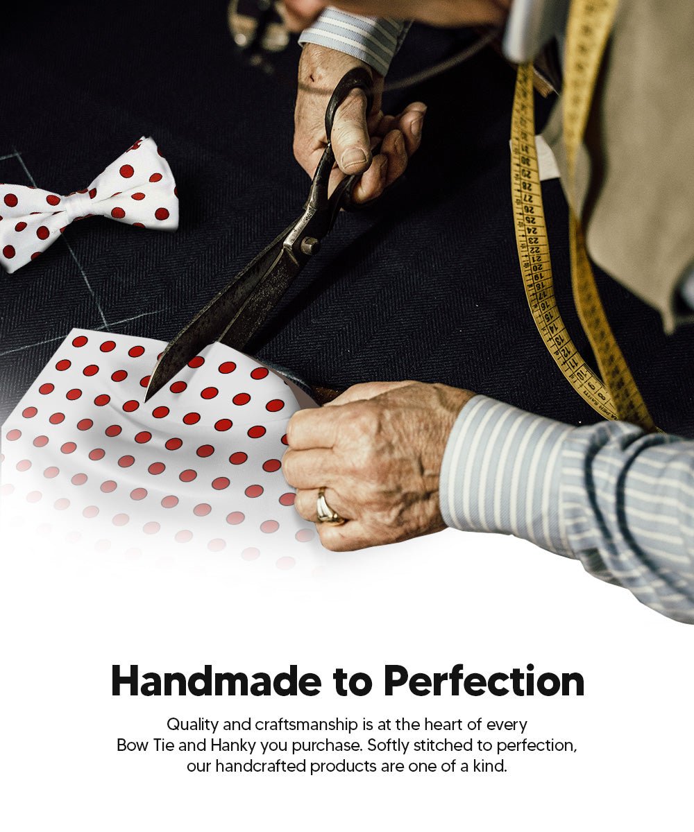 Vittorio Farina Men's Polka Dot Satin Bow Tie &amp; Pocket Square in Gift Box - bh - 0009 - Classy Cufflinks