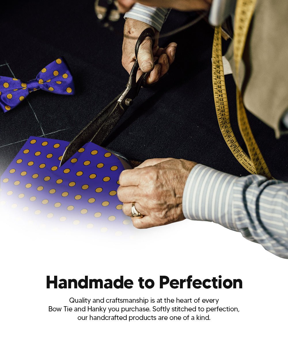 Vittorio Farina Men's Polka Dot Satin Bow Tie &amp; Pocket Square in Gift Box - bh - 0010 - Classy Cufflinks