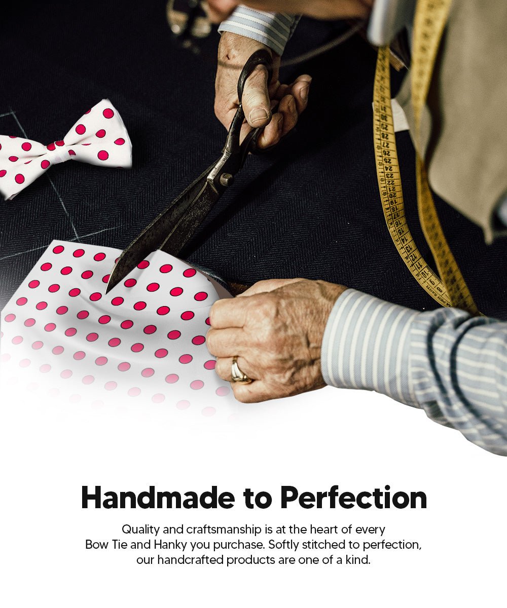 Vittorio Farina Men's Polka Dot Satin Bow Tie & Pocket Square in Gift Box - bh - 0011 - Classy Cufflinks