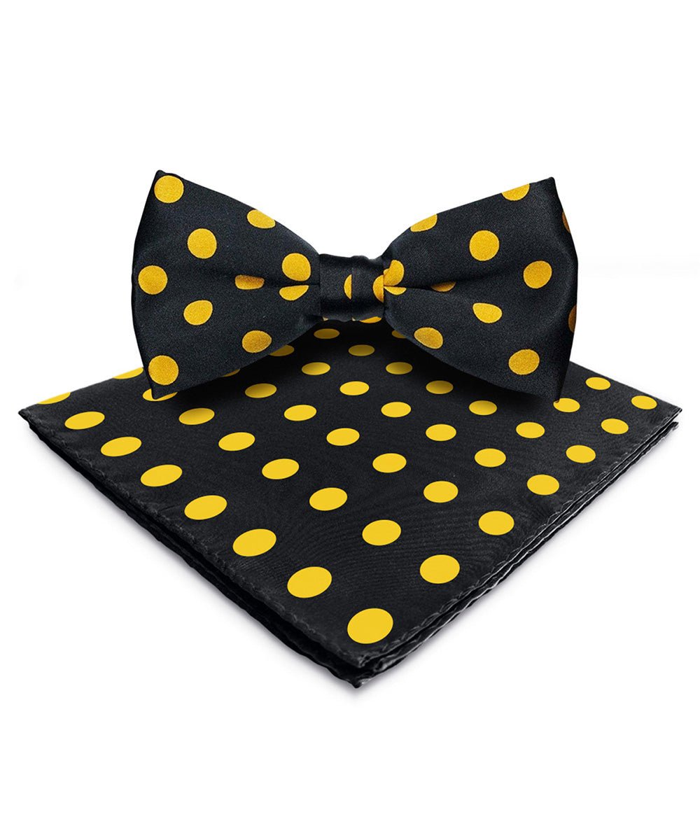 Vittorio Farina Men's Polka Dot Satin Bow Tie &amp; Pocket Square in Gift Box - bh - 0012 - Classy Cufflinks