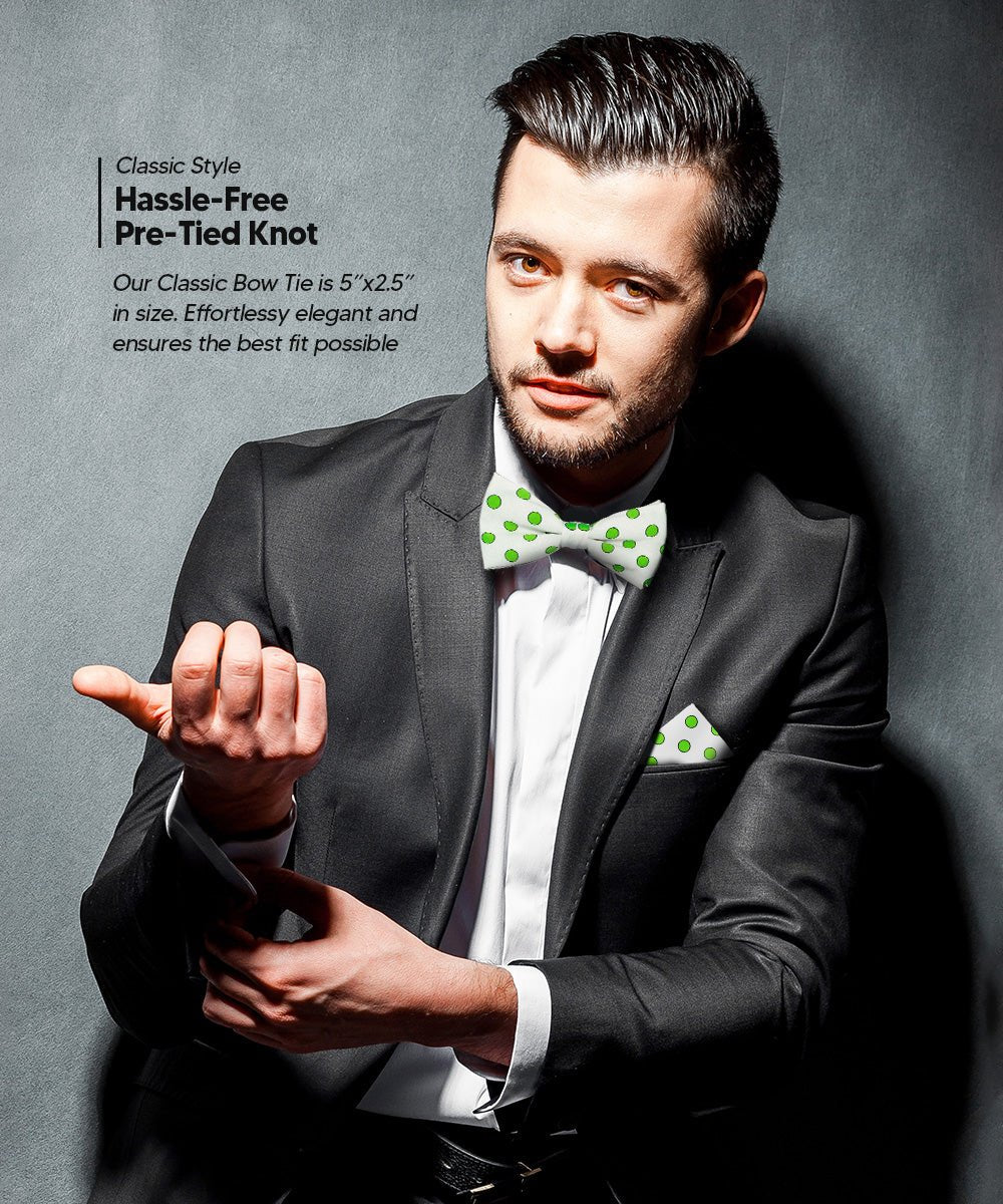 Vittorio Farina Men's Polka Dot Satin Bow Tie &amp; Pocket Square in Gift Box - bh - 0013 - Classy Cufflinks