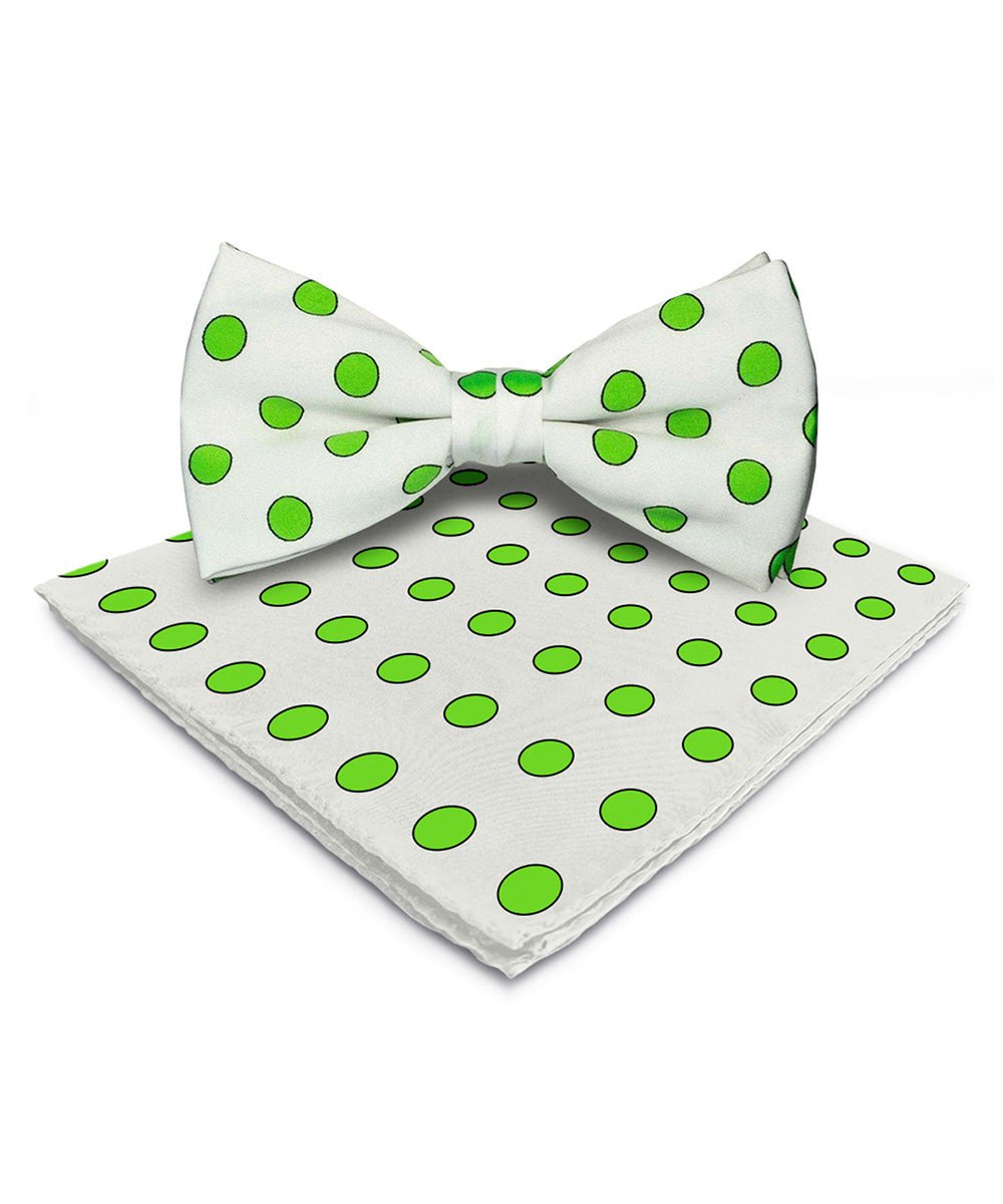 Vittorio Farina Men's Polka Dot Satin Bow Tie &amp; Pocket Square in Gift Box - bh - 0013 - Classy Cufflinks