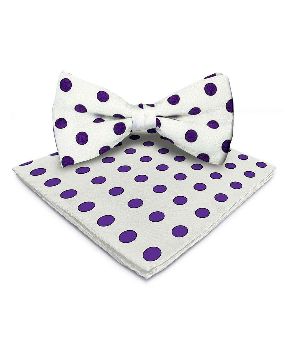 Vittorio Farina Men's Polka Dot Satin Bow Tie &amp; Pocket Square in Gift Box - bh - 0014 - Classy Cufflinks