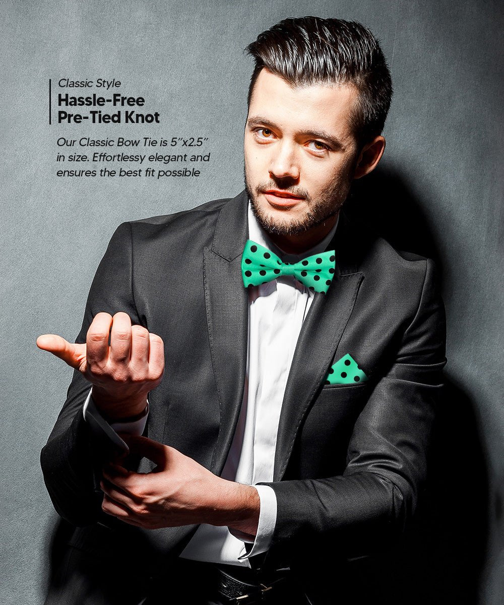 Vittorio Farina Men's Polka Dot Satin Bow Tie &amp; Pocket Square in Gift Box - bh - 0017 - Classy Cufflinks