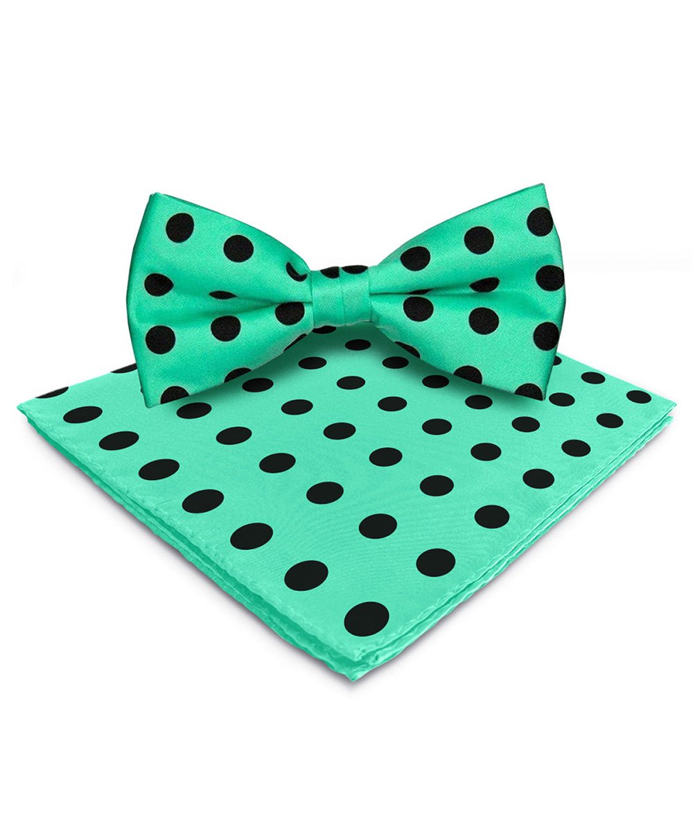 Vittorio Farina Men's Polka Dot Satin Bow Tie &amp; Pocket Square in Gift Box - bh - 0017 - Classy Cufflinks