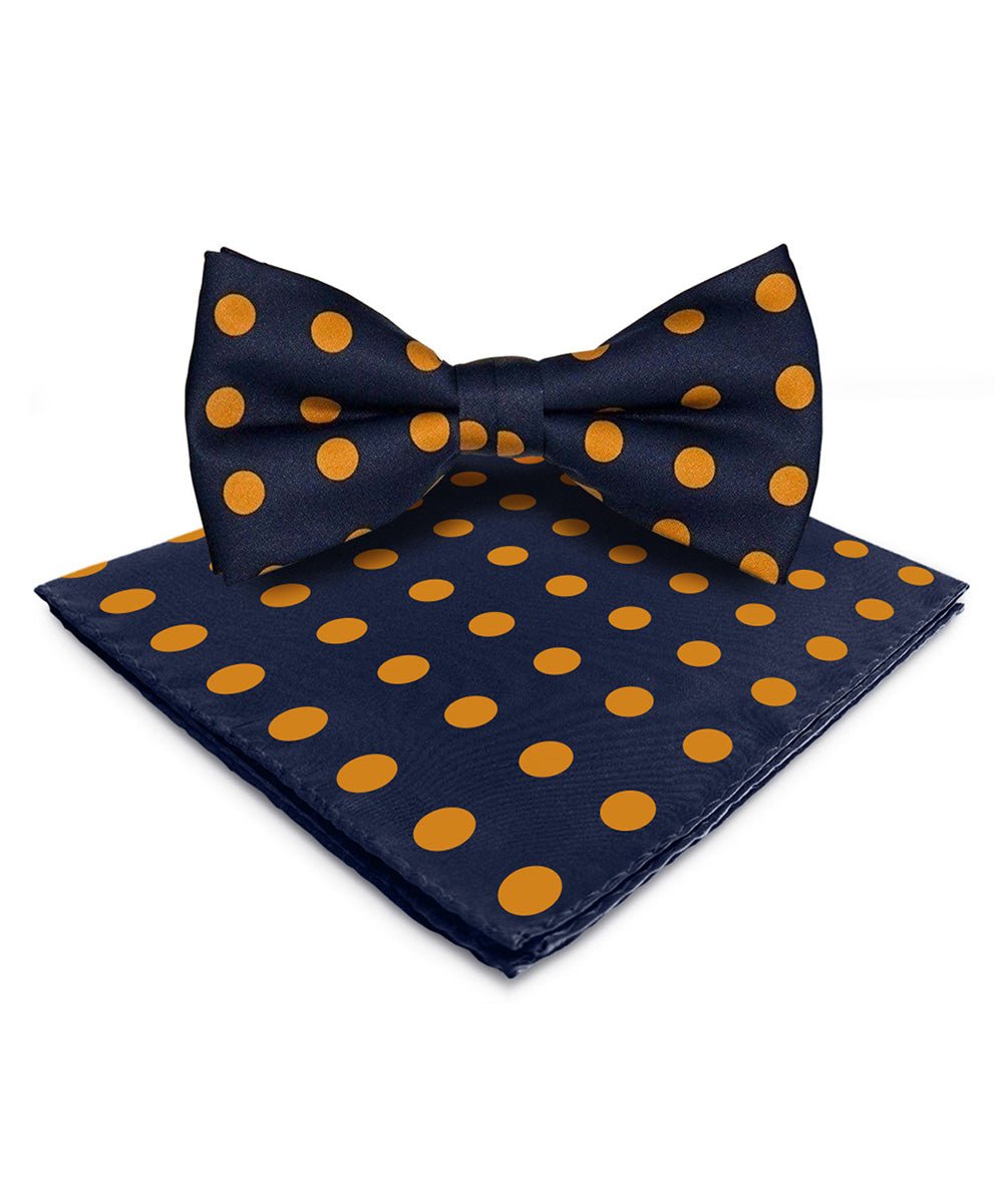 Vittorio Farina Men's Polka Dot Satin Bow Tie &amp; Pocket Square in Gift Box - bh - 0018 - Classy Cufflinks