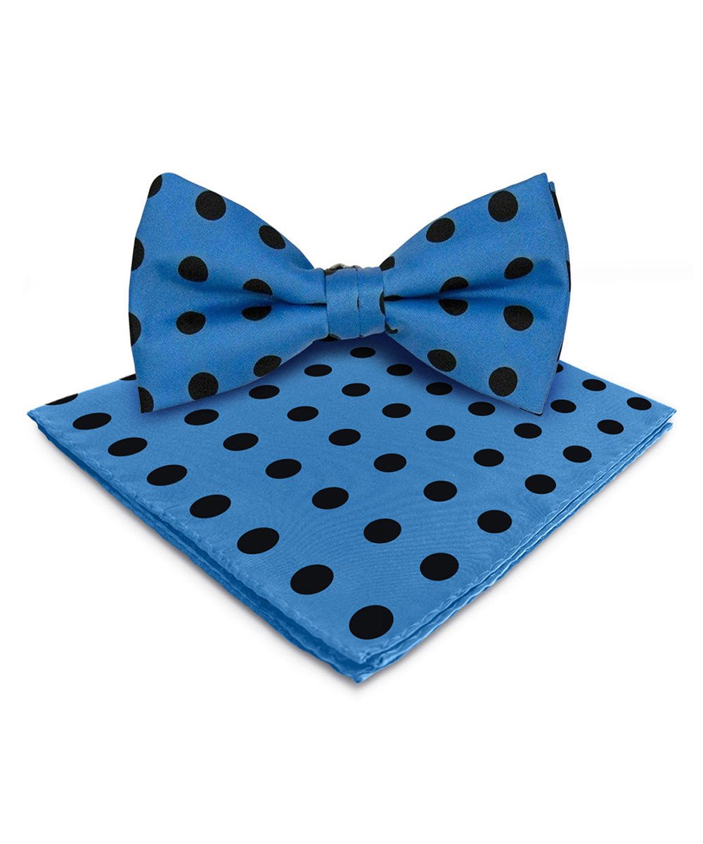 Vittorio Farina Men's Polka Dot Satin Bow Tie &amp; Pocket Square in Gift Box - bh - 0019 - Classy Cufflinks
