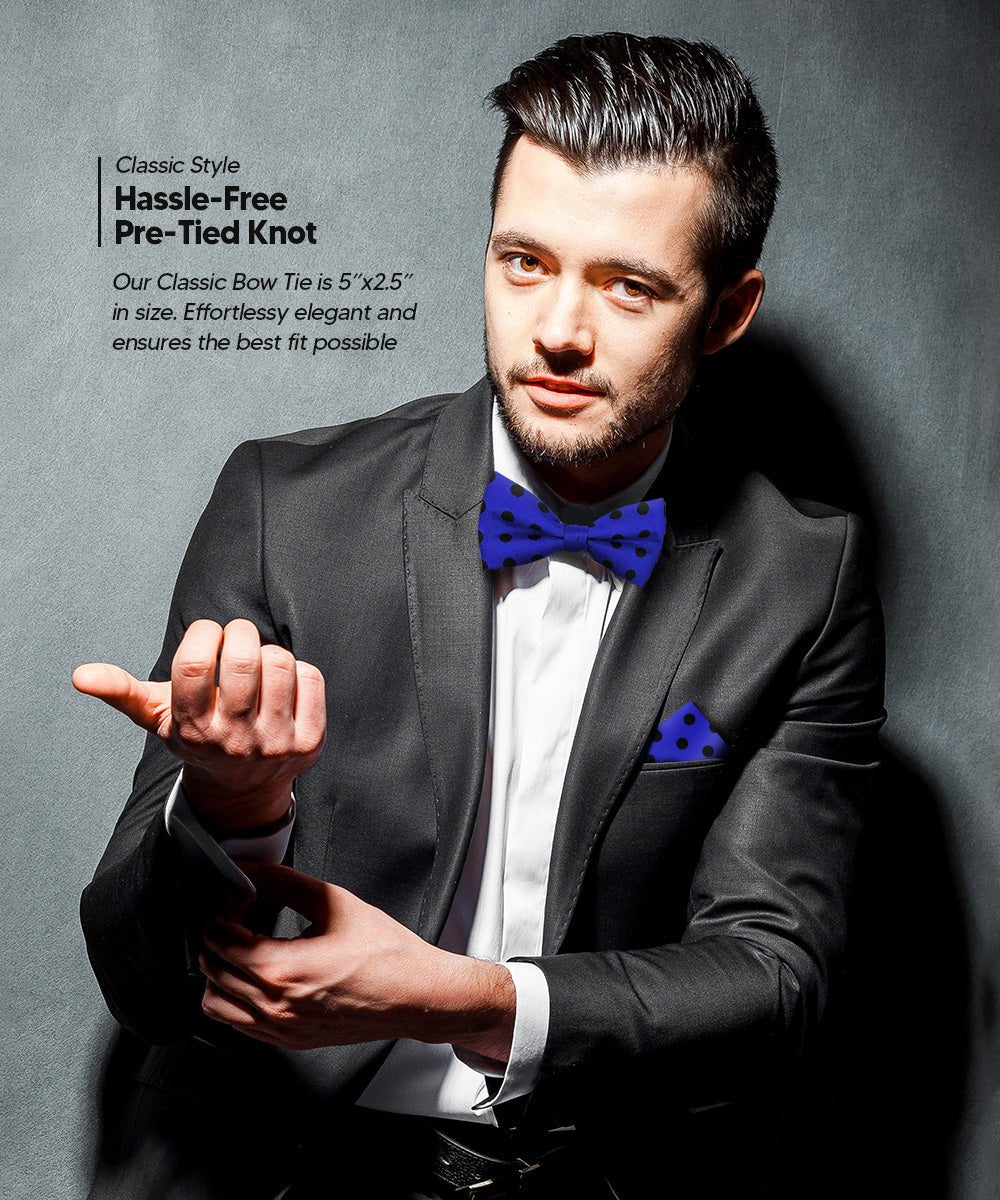 Vittorio Farina Men's Polka Dot Satin Bow Tie &amp; Pocket Square in Gift Box - bh - 0020 - Classy Cufflinks