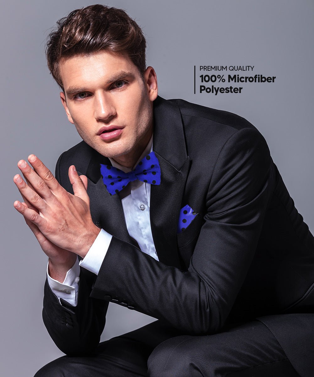 Vittorio Farina Men's Polka Dot Satin Bow Tie & Pocket Square in Gift Box - bh - 0020 - Classy Cufflinks
