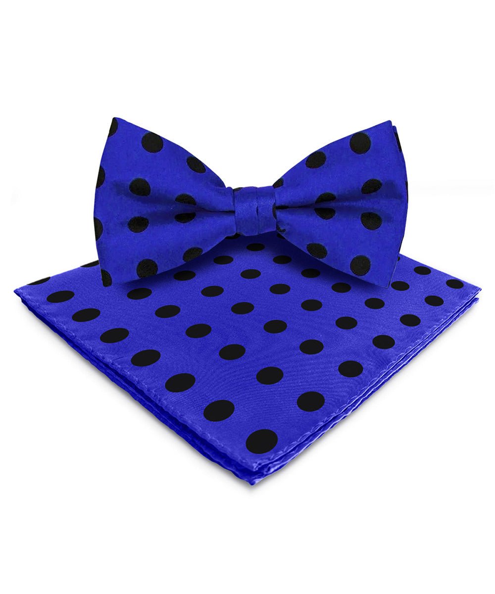 Vittorio Farina Men's Polka Dot Satin Bow Tie &amp; Pocket Square in Gift Box - bh - 0020 - Classy Cufflinks