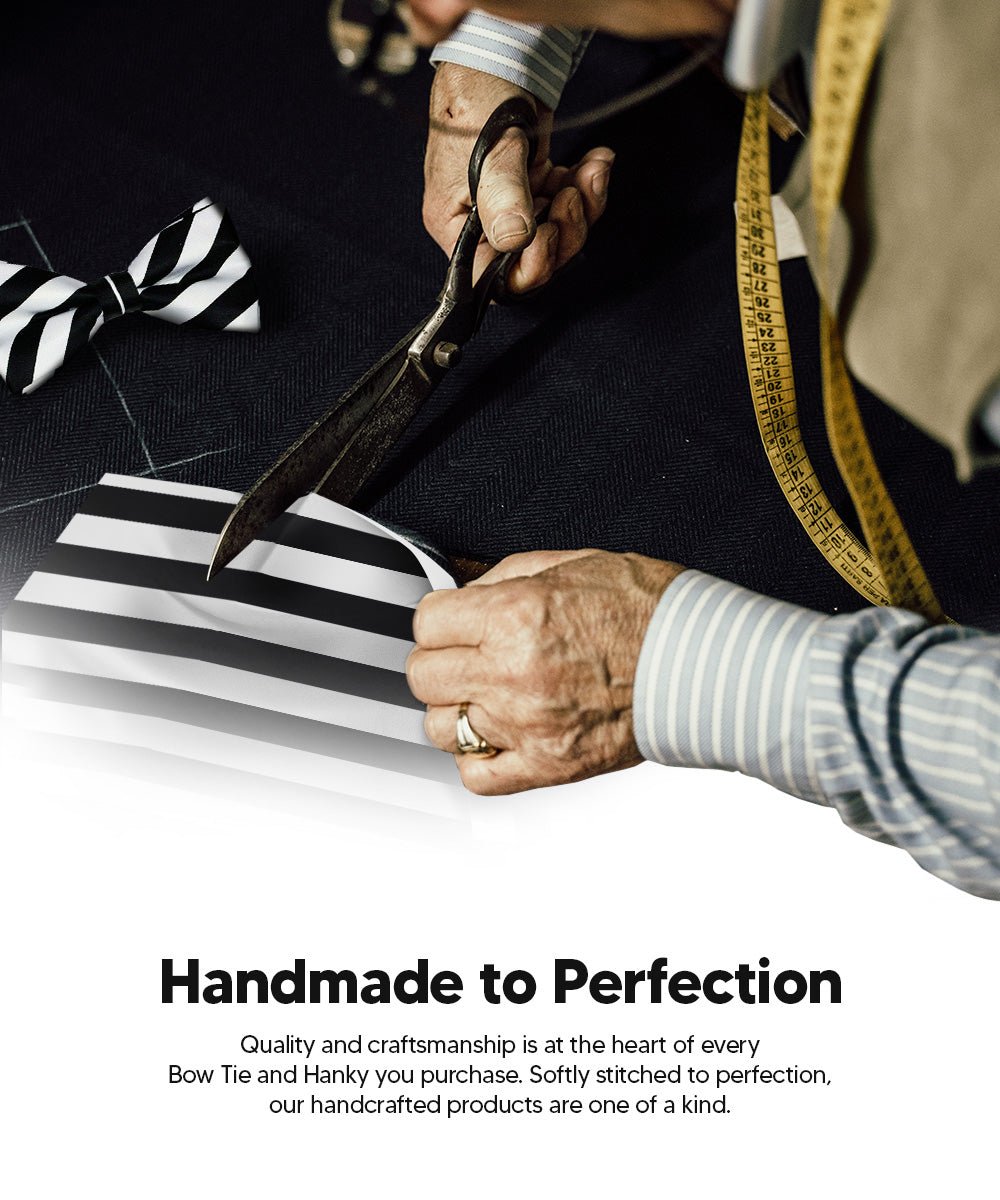 Vittorio Farina Men's Striped Satin Bow Tie &amp; Pocket Square in Gift Box - bh - 1545 - Classy Cufflinks