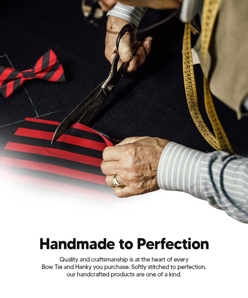 Vittorio Farina Men's Striped Satin Bow Tie &amp; Pocket Square in Gift Box - bh - 1548 - Classy Cufflinks