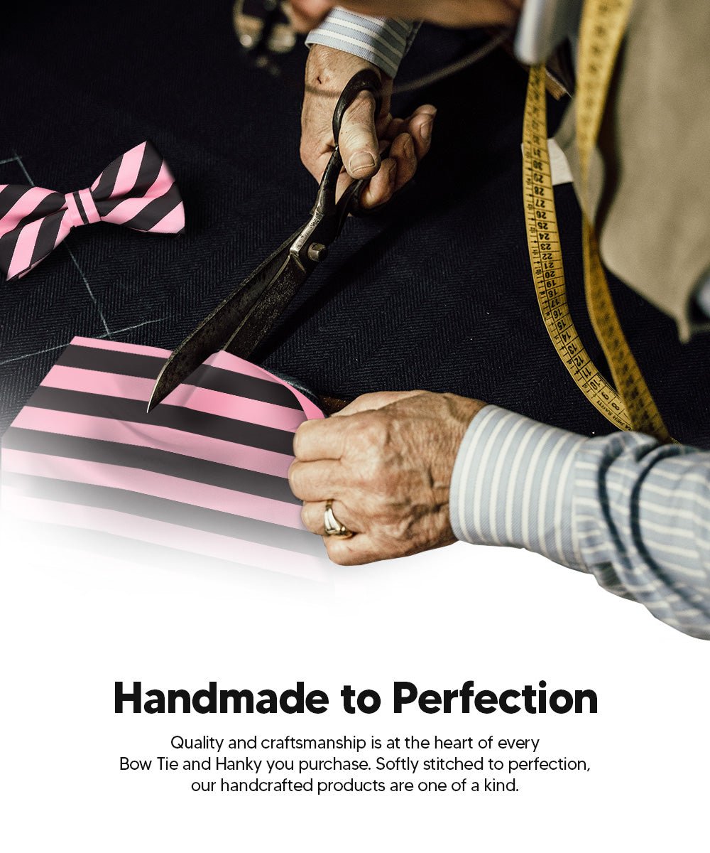 Vittorio Farina Men's Striped Satin Bow Tie &amp; Pocket Square in Gift Box - bh - 1549 - Classy Cufflinks