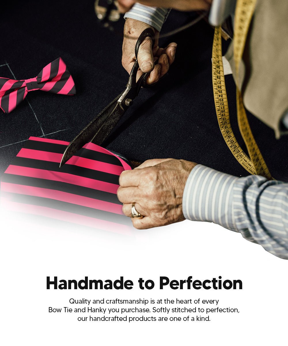 Vittorio Farina Men's Striped Satin Bow Tie &amp; Pocket Square in Gift Box - bh - 1550 - Classy Cufflinks