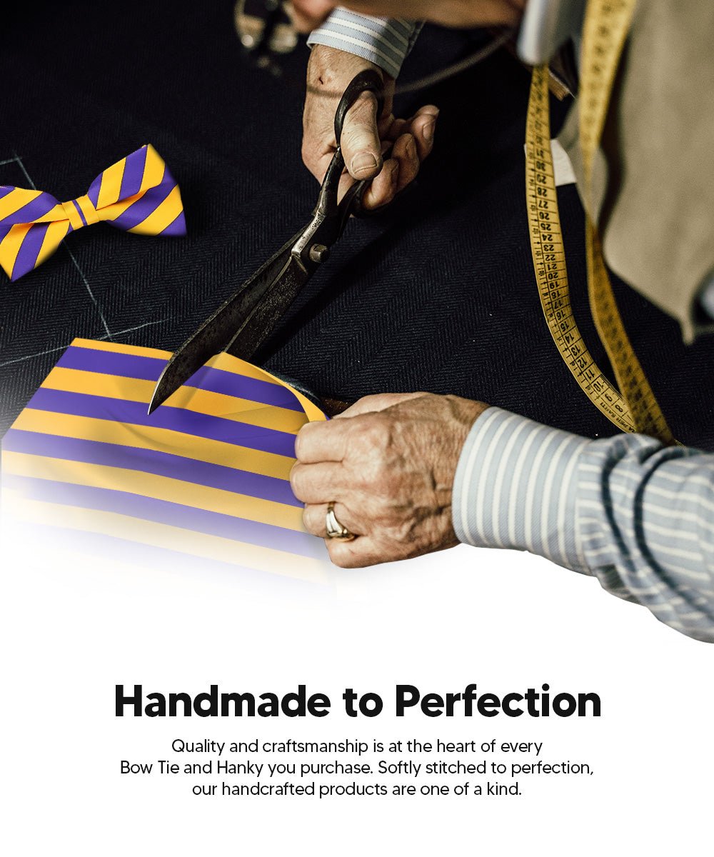 Vittorio Farina Men's Striped Satin Bow Tie & Pocket Square in Gift Box - bh - 1551 - Classy Cufflinks