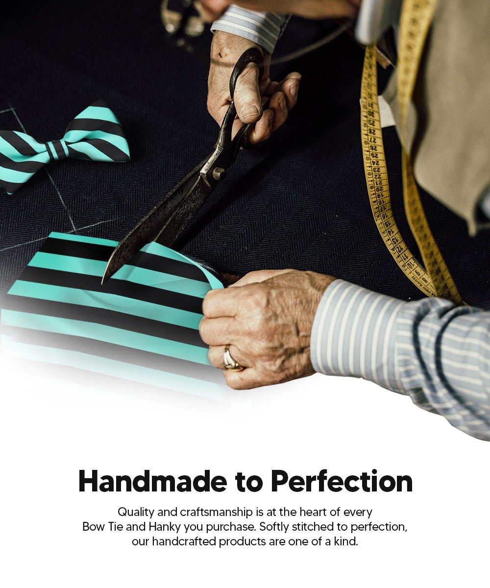 Vittorio Farina Men's Striped Satin Bow Tie &amp; Pocket Square in Gift Box - bh - 1553 - Classy Cufflinks