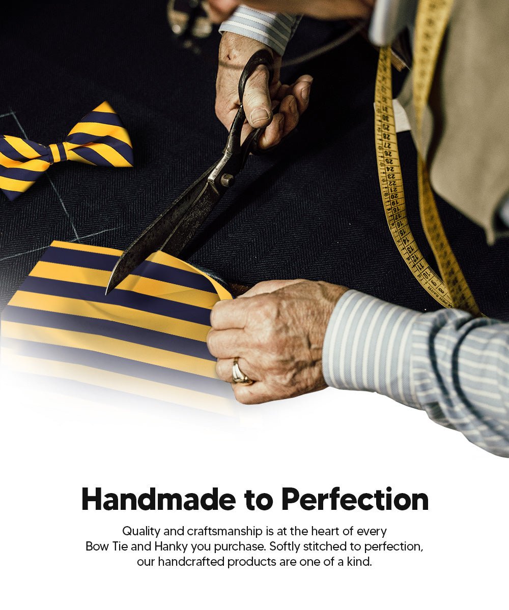 Vittorio Farina Men's Striped Satin Bow Tie &amp; Pocket Square in Gift Box - bh - 1554 - Classy Cufflinks