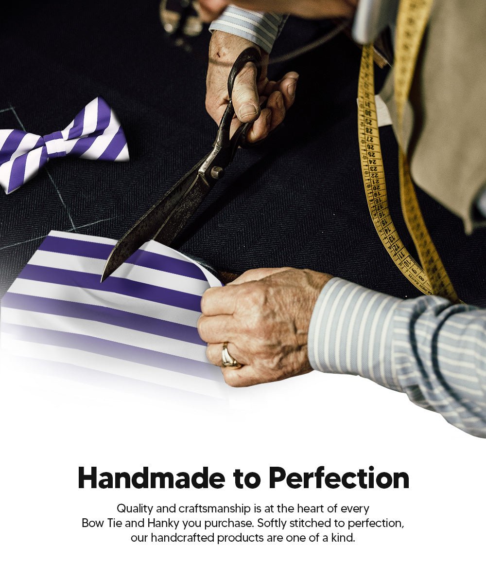 Vittorio Farina Men's Striped Satin Bow Tie &amp; Pocket Square in Gift Box - bh - 1557 - Classy Cufflinks