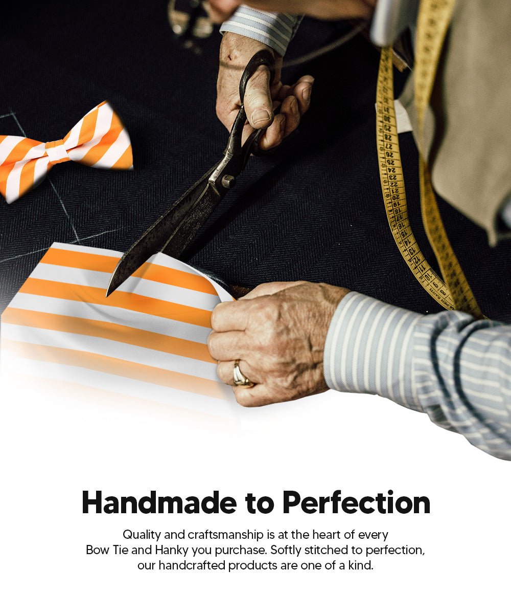 Vittorio Farina Men's Striped Satin Bow Tie &amp; Pocket Square in Gift Box - bh - 1558 - Classy Cufflinks