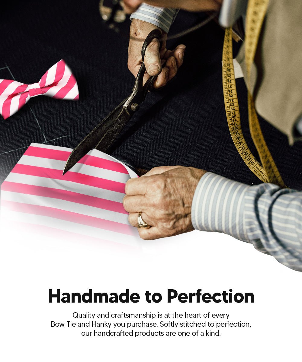 Vittorio Farina Men's Striped Satin Bow Tie &amp; Pocket Square in Gift Box - bh - 1560 - Classy Cufflinks