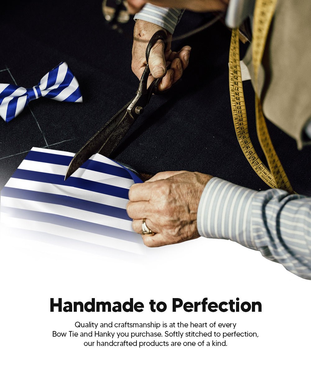 Vittorio Farina Men's Striped Satin Bow Tie &amp; Pocket Square in Gift Box - bh - 1563 - Classy Cufflinks