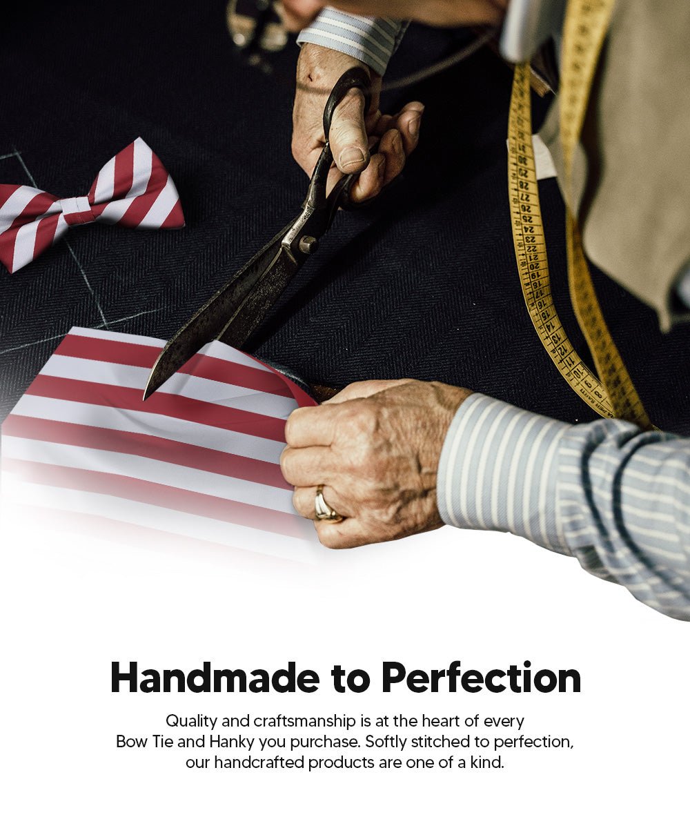 Vittorio Farina Men's Striped Satin Bow Tie &amp; Pocket Square in Gift Box - bh - 1571 - Classy Cufflinks