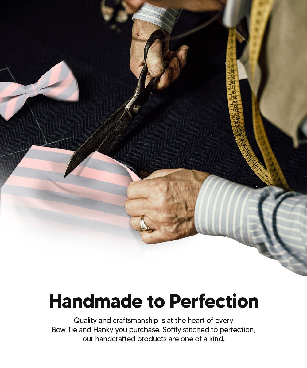 Vittorio Farina Men's Striped Satin Bow Tie &amp; Pocket Square in Gift Box - bh - 1573 - Classy Cufflinks