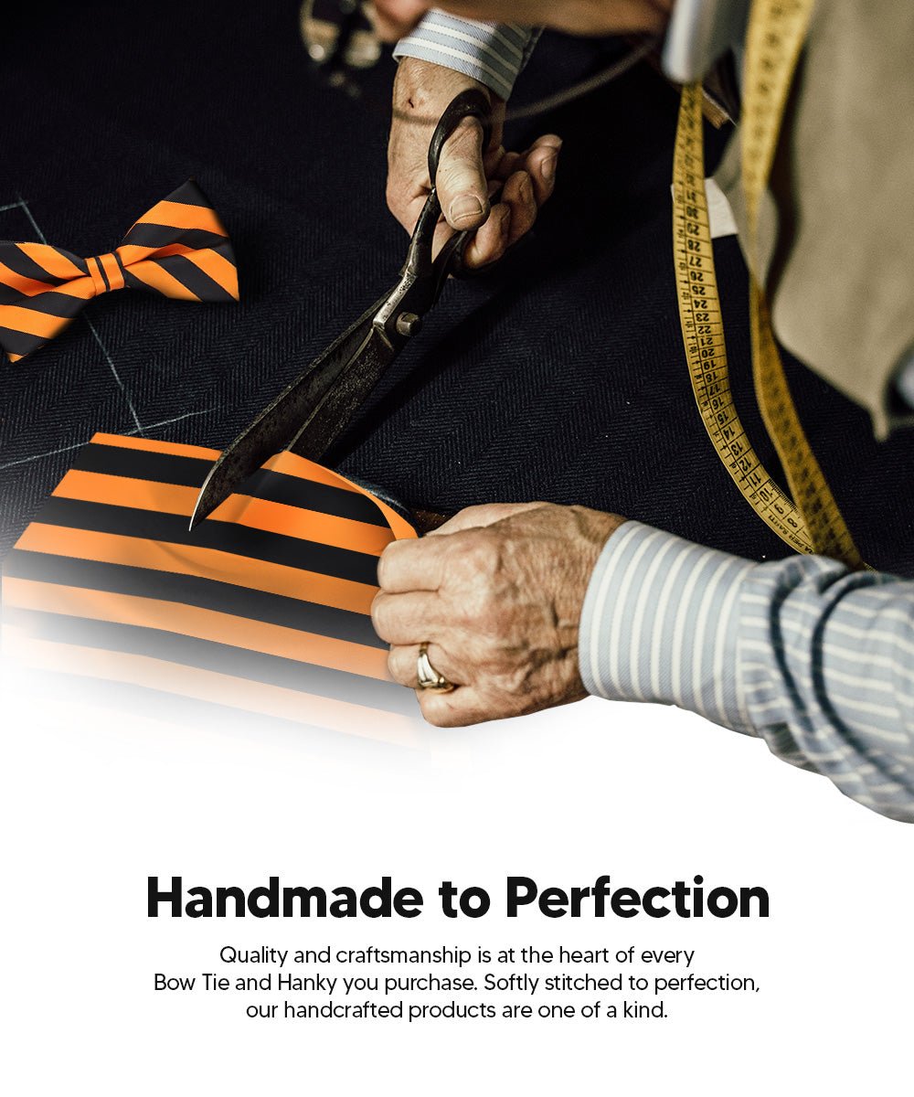 Vittorio Farina Men's Striped Satin Bow Tie &amp; Pocket Square in Gift Box - bh - 1574 - Classy Cufflinks