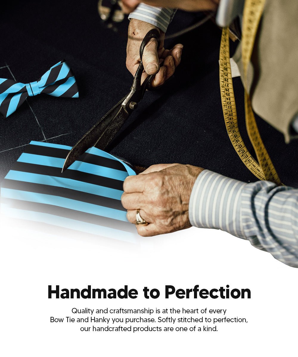 Vittorio Farina Men's Striped Satin Bow Tie &amp; Pocket Square in Gift Box - bh - 1575 - Classy Cufflinks