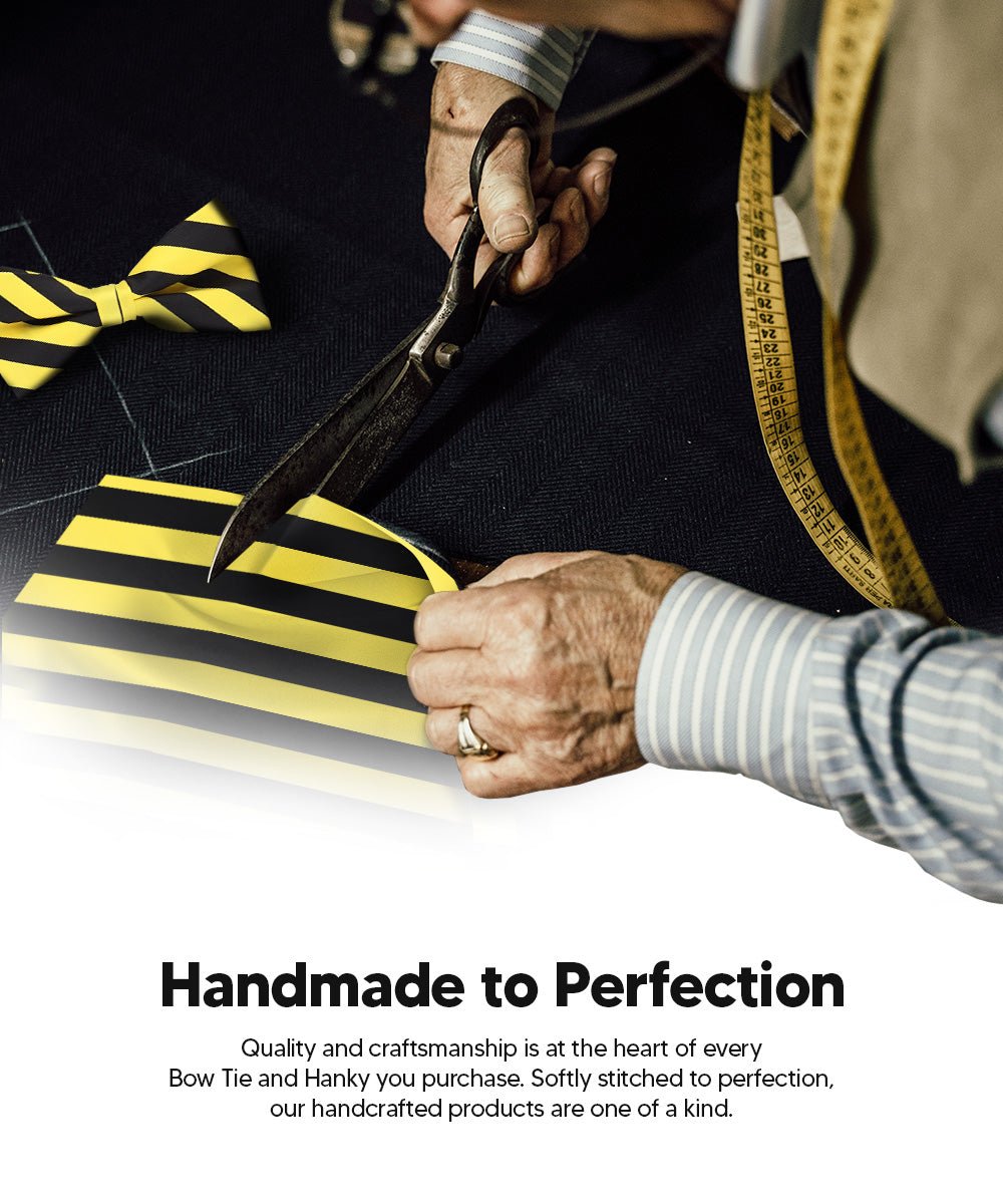 Vittorio Farina Men's Striped Satin Bow Tie &amp; Pocket Square in Gift Box - bh - 1576 - Classy Cufflinks