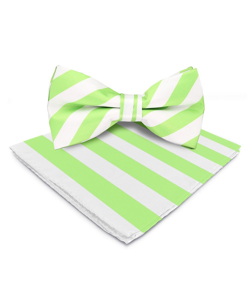 Vittorio Farina Men's Striped Satin Bow Tie & Pocket Square in Gift Box - bh - 1577 - Classy Cufflinks