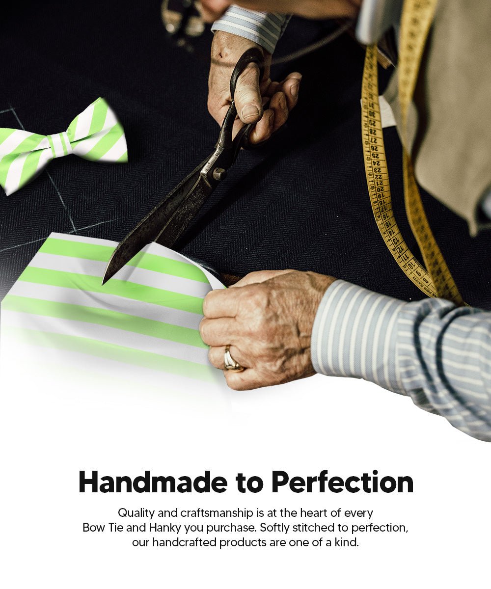 Vittorio Farina Men's Striped Satin Bow Tie & Pocket Square in Gift Box - bh - 1577 - Classy Cufflinks