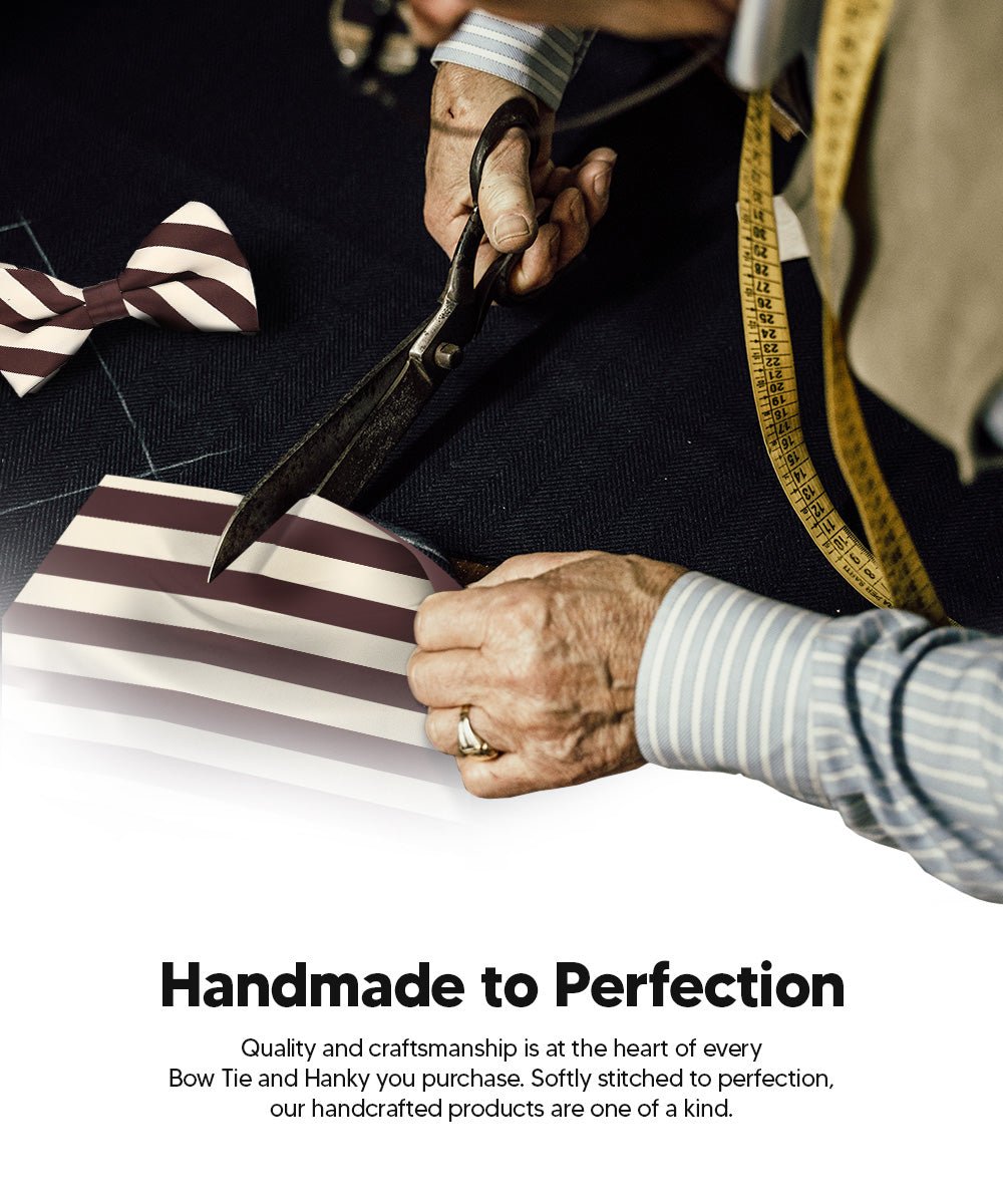 Vittorio Farina Men's Striped Satin Bow Tie &amp; Pocket Square in Gift Box - bh - 1578 - Classy Cufflinks