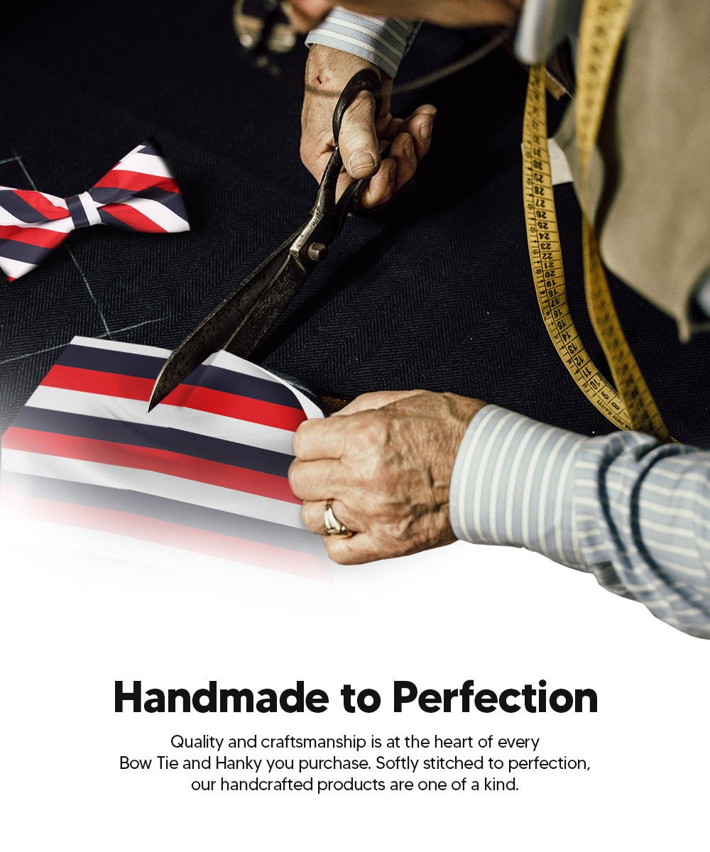 Vittorio Farina Men's Striped Satin Bow Tie &amp; Pocket Square in Gift Box - bh - 1579 - Classy Cufflinks