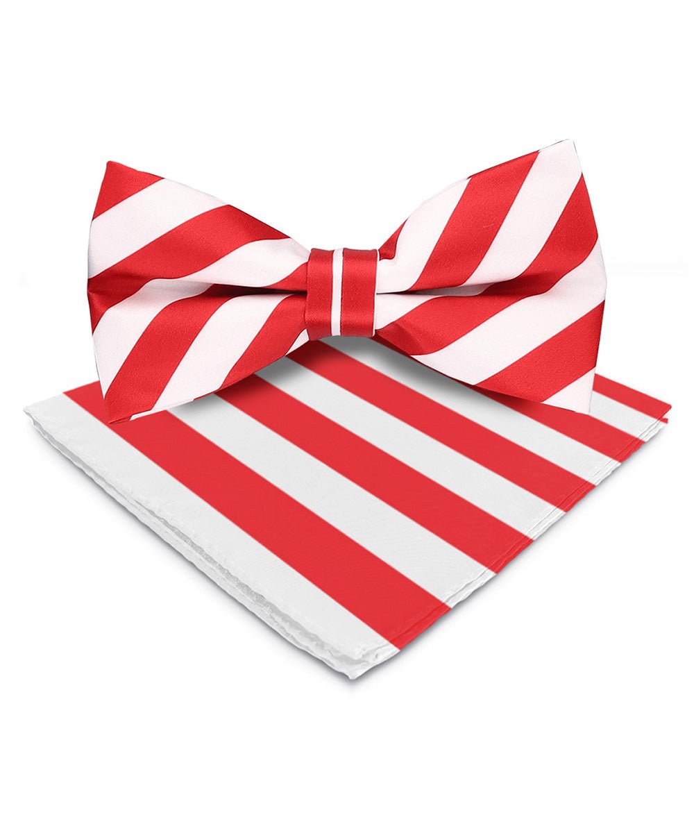 Vittorio Farina Men's Striped Satin Bow Tie & Pocket Square in Gift Box - bh - 1580 - Classy Cufflinks