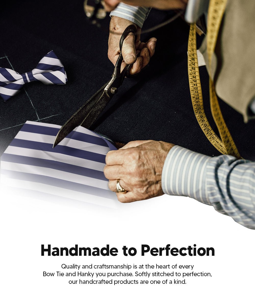 Vittorio Farina Men's Striped Satin Bow Tie & Pocket Square in Gift Box - bh - 1581 - Classy Cufflinks