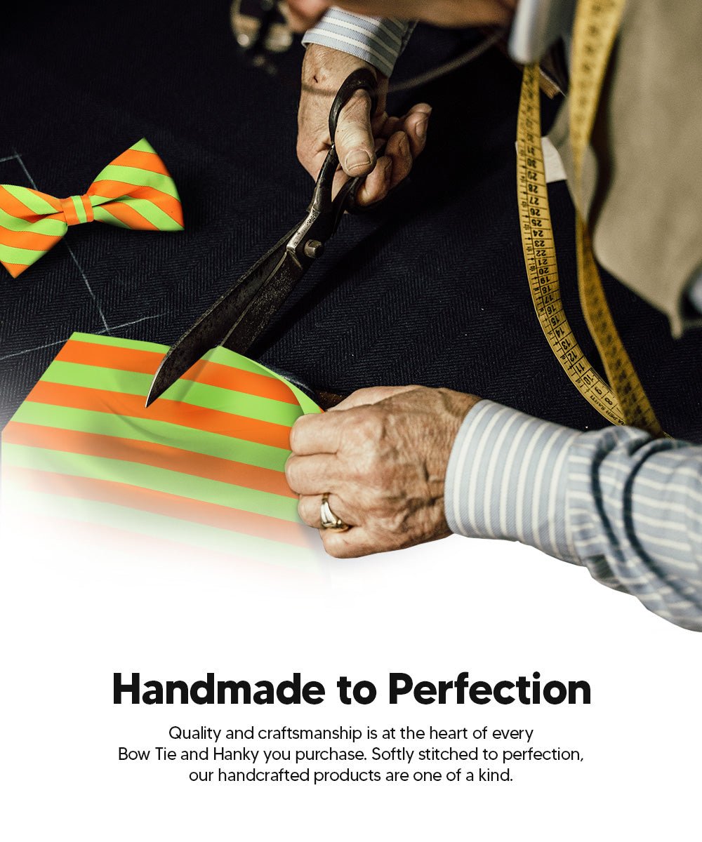 Vittorio Farina Men's Striped Satin Bow Tie &amp; Pocket Square in Gift Box - bh - 1582 - Classy Cufflinks