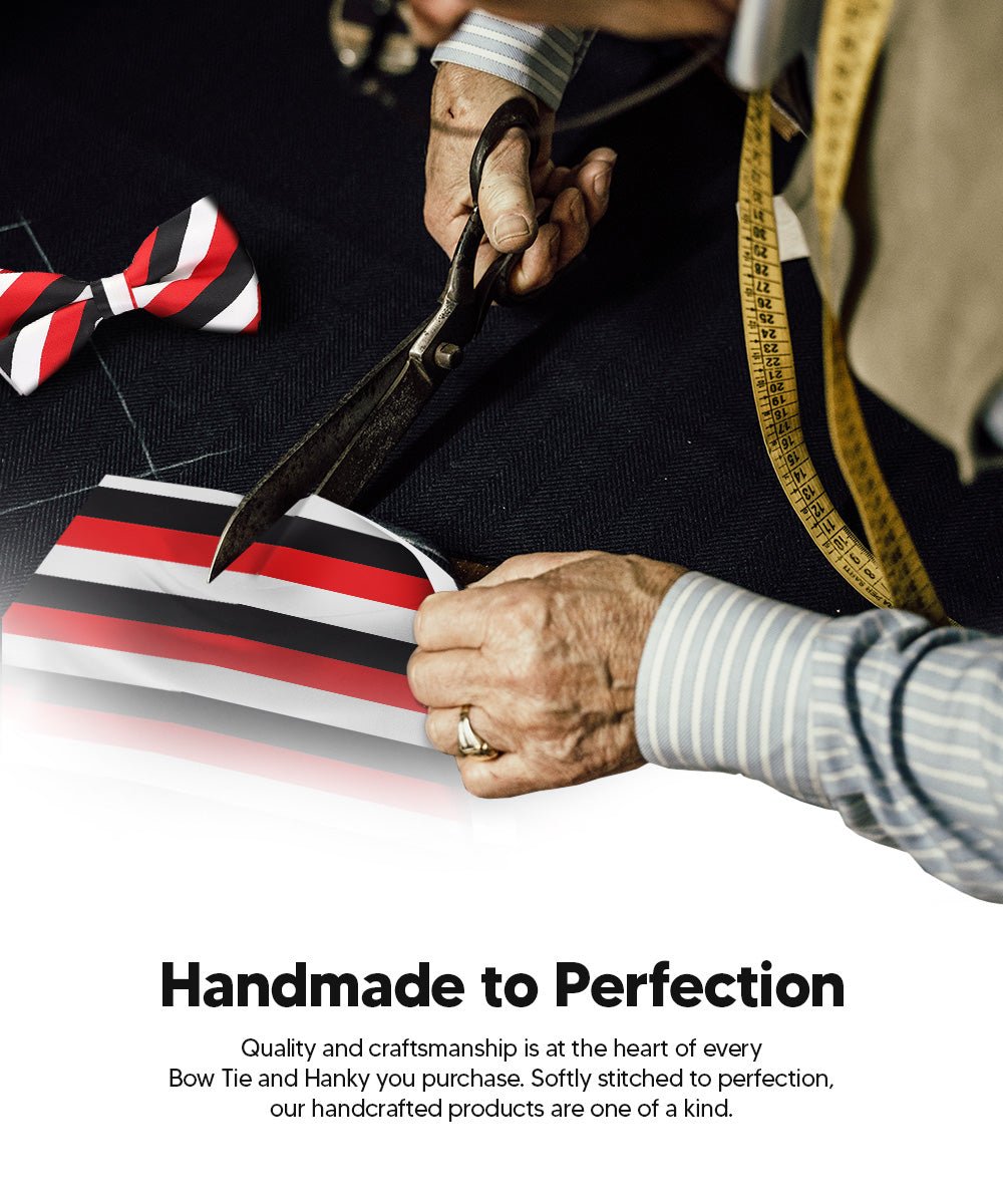 Vittorio Farina Men's Striped Satin Bow Tie &amp; Pocket Square in Gift Box - bh - 1583 - Classy Cufflinks