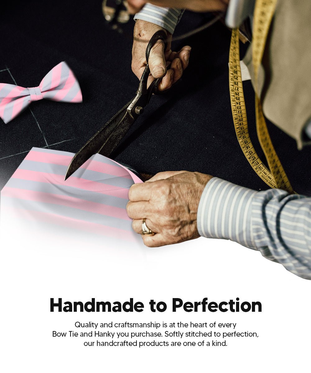 Vittorio Farina Men's Striped Satin Bow Tie &amp; Pocket Square in Gift Box - bh - 1584 - Classy Cufflinks