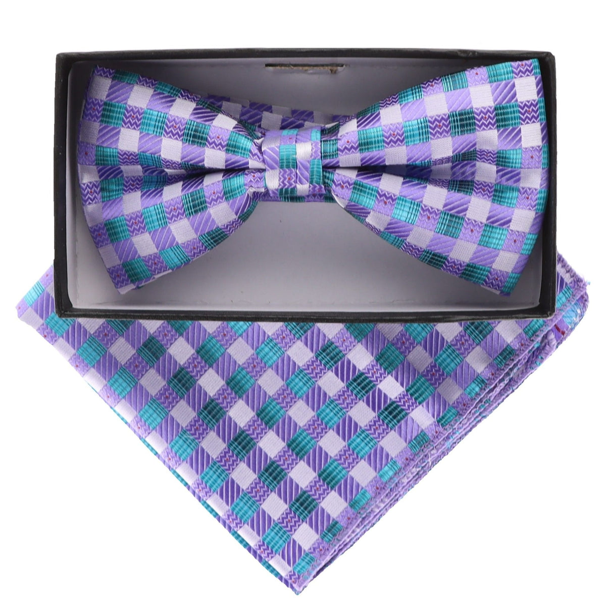 Vittorio Farina Geometric Designer Bow Tie &amp; Pocket Square - BH-21023 - Classy Cufflinks