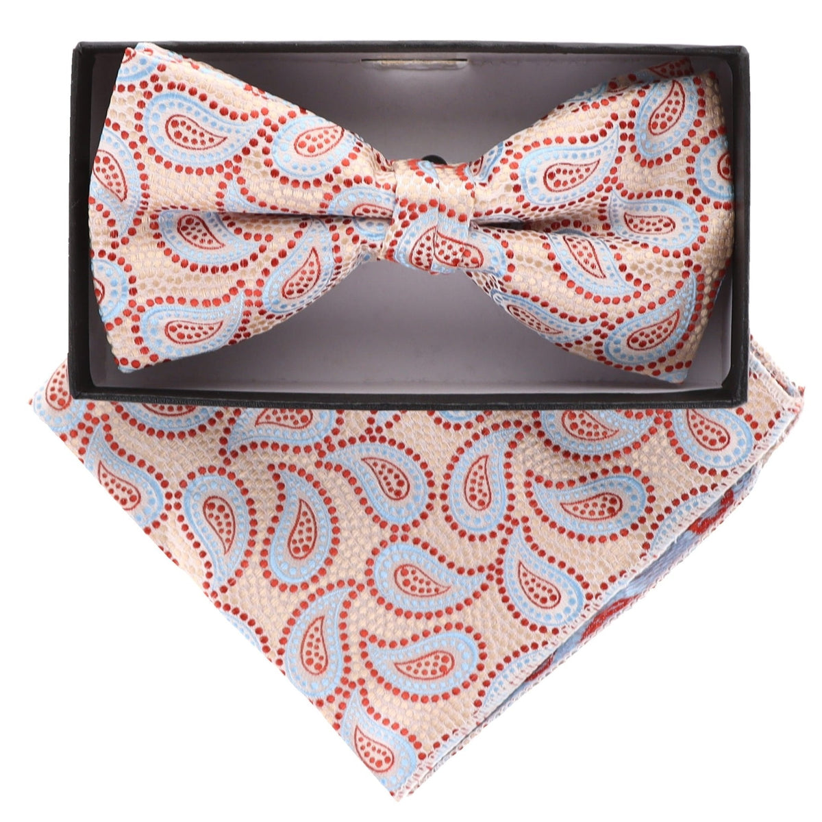 Vittorio Farina Paisley Designer Bow Tie &amp; Pocket Square - BH-21035 - Classy Cufflinks