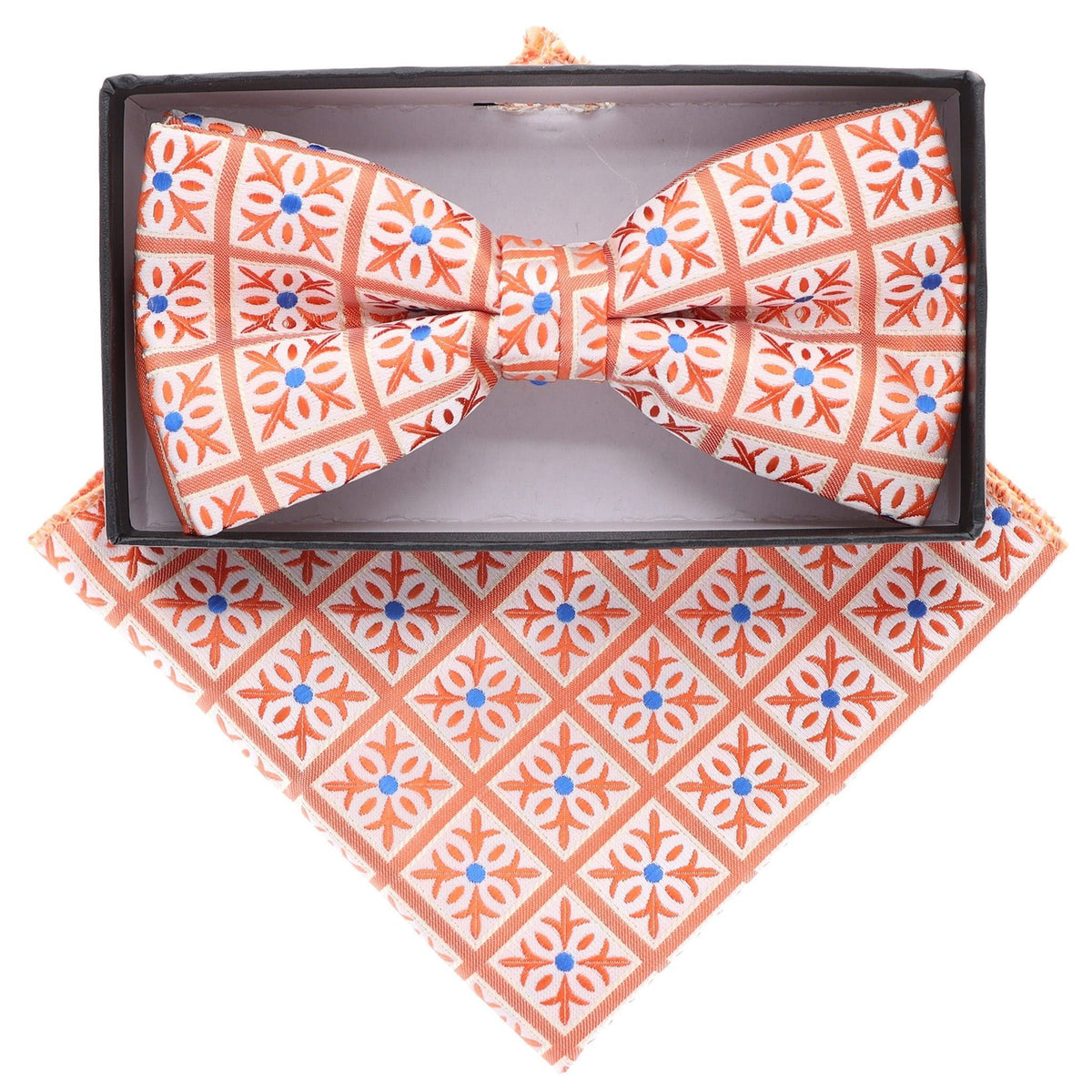 Vittorio Farina Geometric Designer Bow Tie &amp; Pocket Square - BH-21060 - Classy Cufflinks
