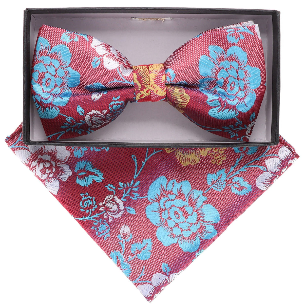 Vittorio Farina Floral Designer Bow Tie &amp; Pocket Square - BH-21063 - Classy Cufflinks