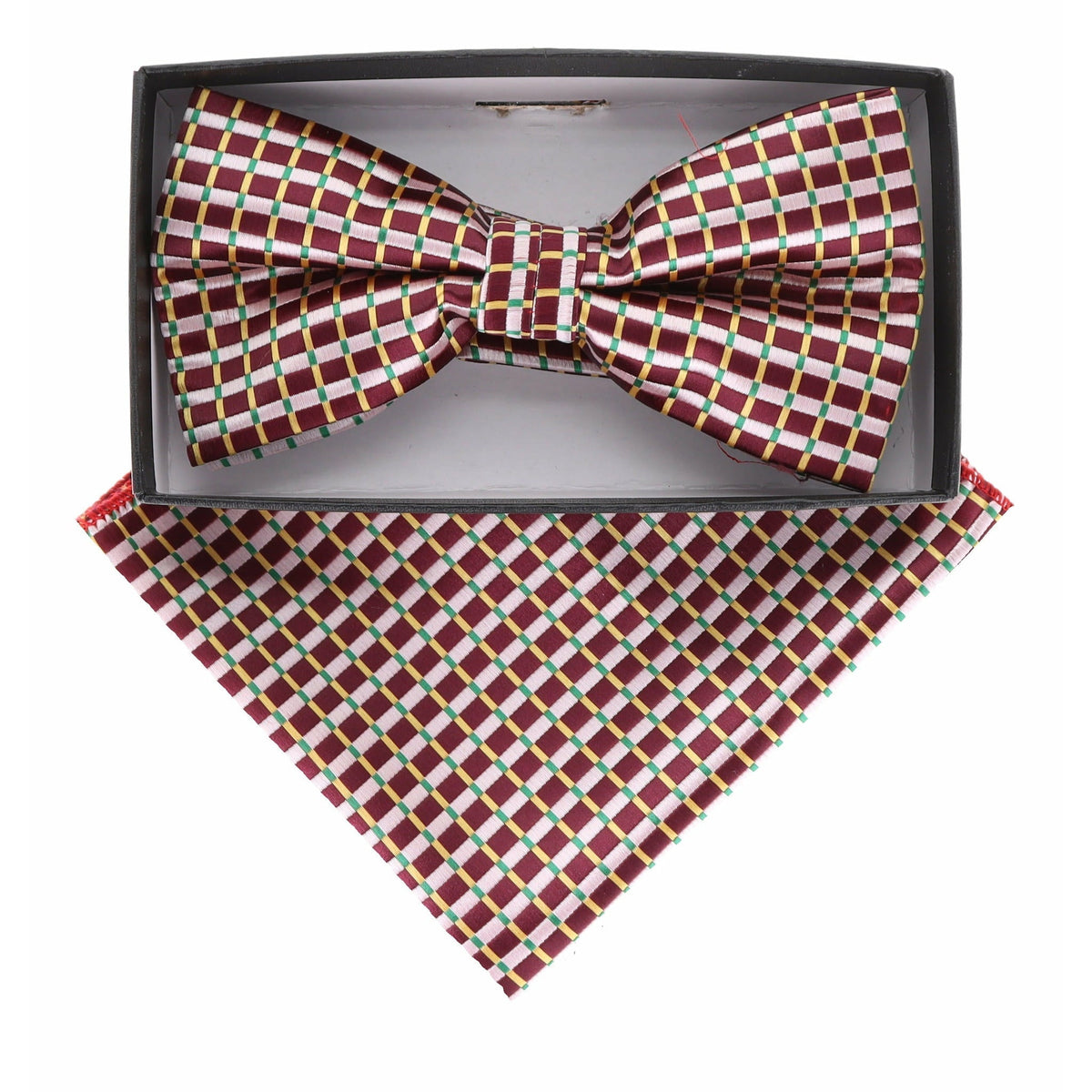 Vittorio Farina Geometric Designer Bow Tie &amp; Pocket Square - BH-21069 - Classy Cufflinks