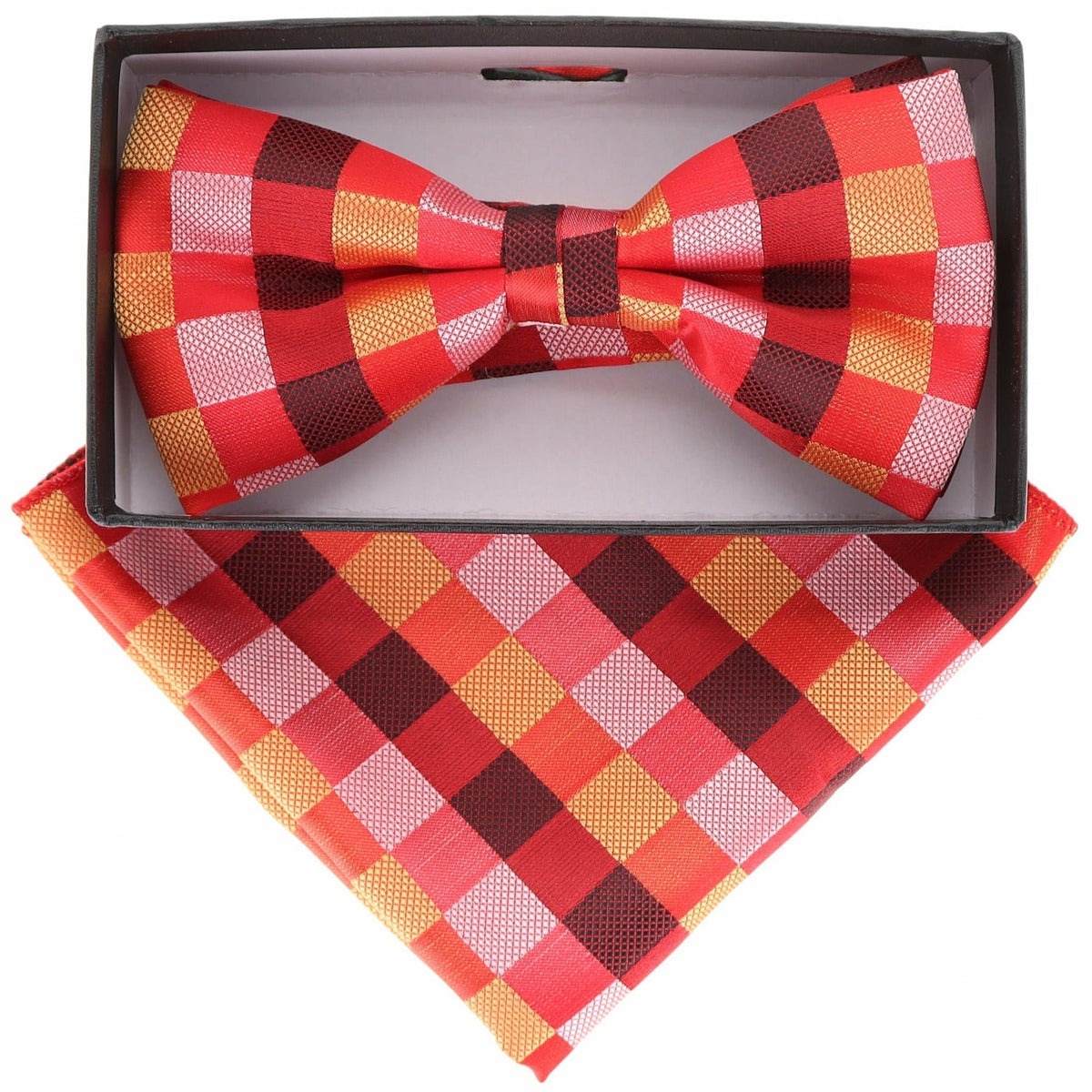 Vittorio Farina Geometric Designer Bow Tie &amp; Pocket Square - BH-21072 - Classy Cufflinks