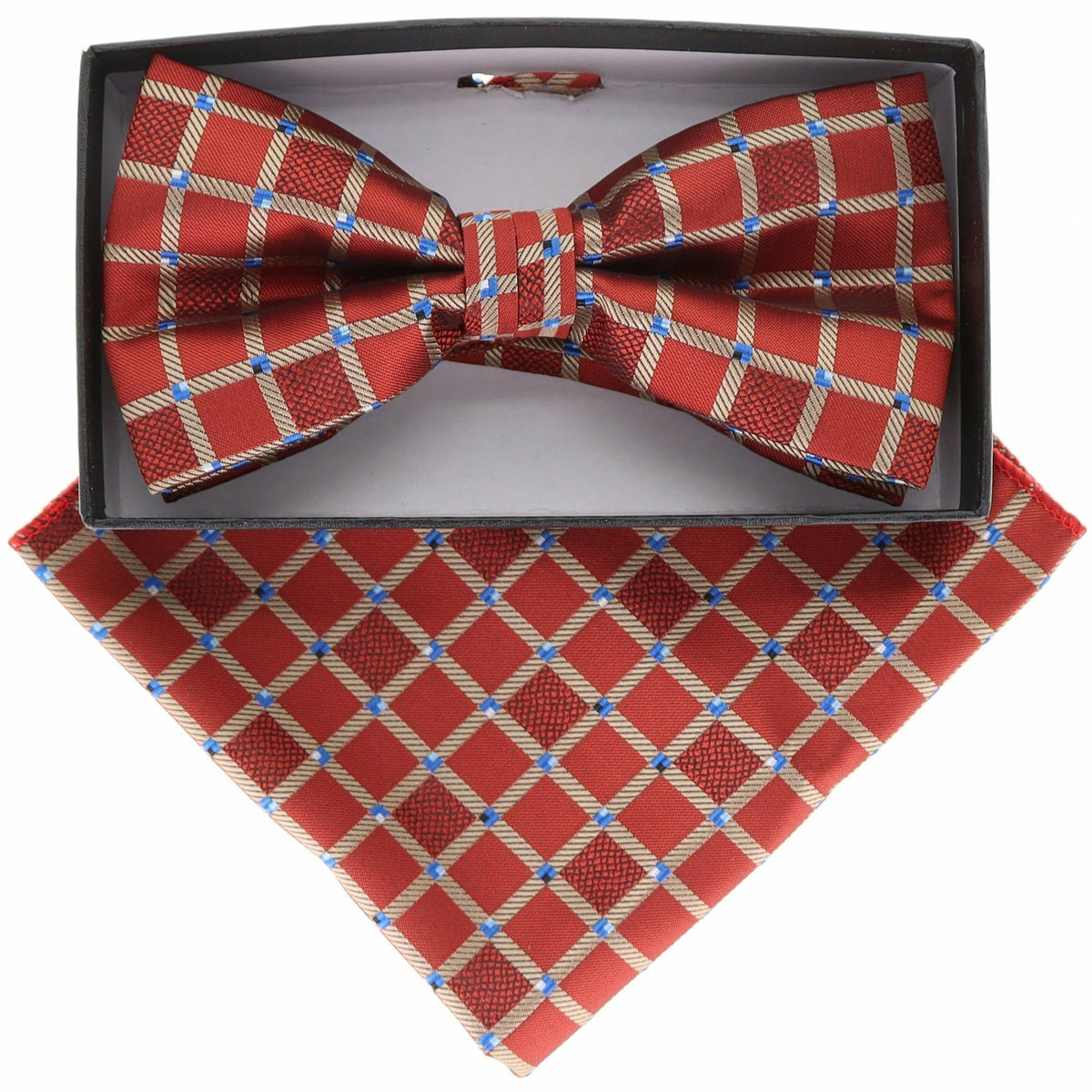 Vittorio Farina Geometric Designer Bow Tie &amp; Pocket Square - BH-21073 - Classy Cufflinks