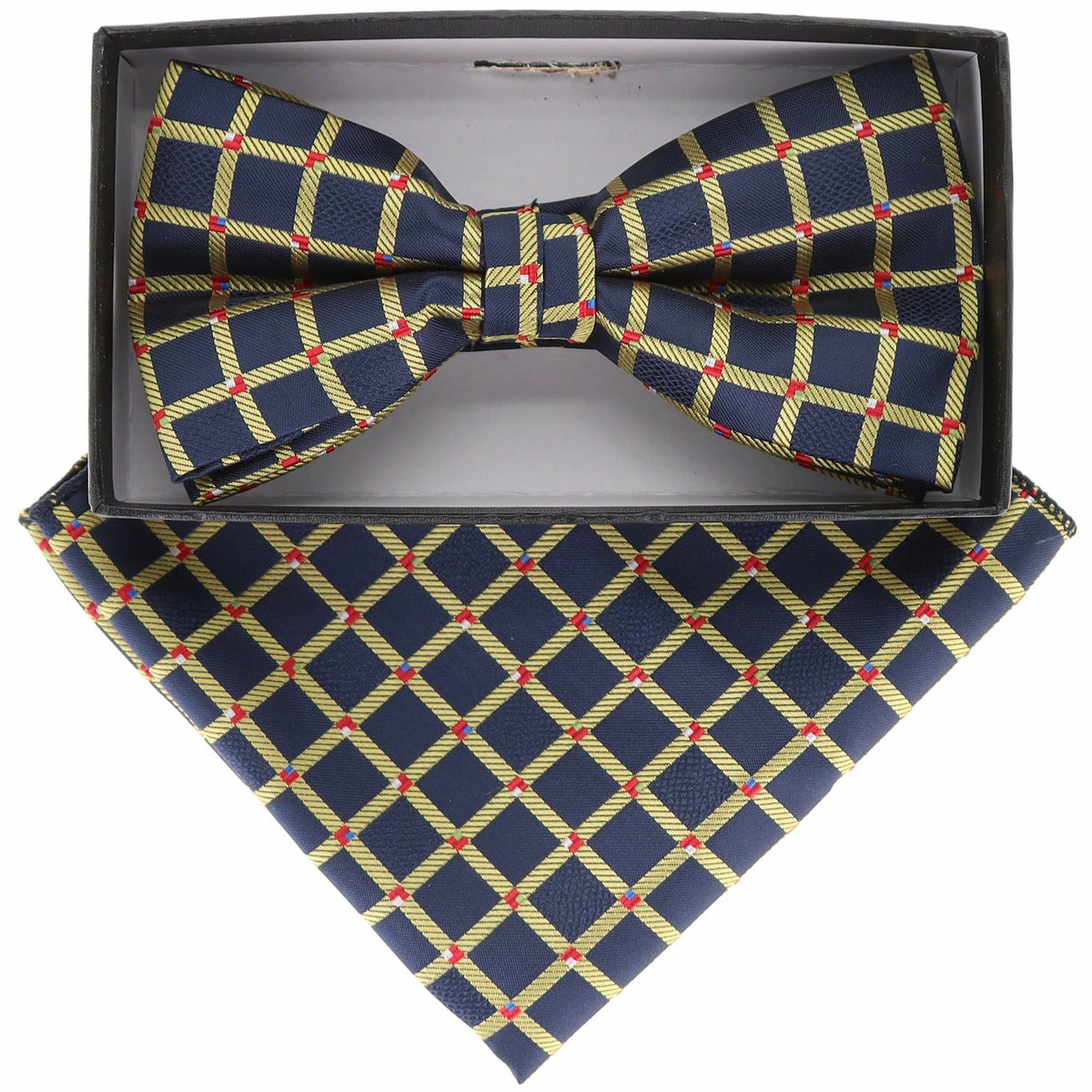 Vittorio Farina Geometric Designer Bow Tie &amp; Pocket Square - BH-21074 - Classy Cufflinks